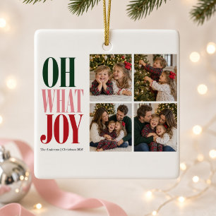 Cerâmica Ah Que Alegria Ornamento de Natal com Quatro Fotos