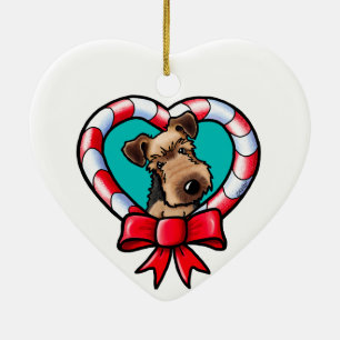 Cerâmica Airedale Terrier, ornamento cerâmico de Natal