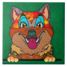 Cerâmica Akita feio rosto de cão azulejo cerâmico