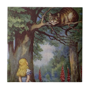 Cerâmica Alice no azulejo do país das maravilhas, gato de