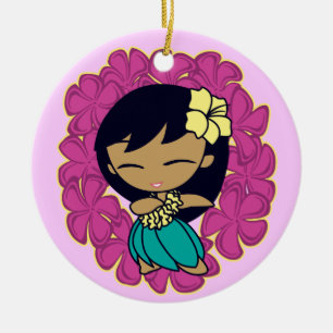 Cerâmica Aloha ornamento da menina de Hula dos méis
