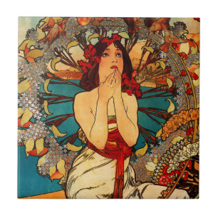 Cerâmica Alphonse Mucha Monte - azulejo de Carlo