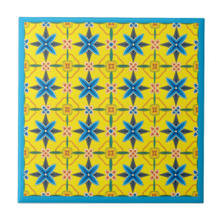 Cerâmica Amarelo e azulejo do design floral de turquesa
