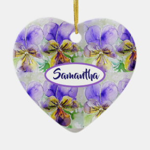 Cerâmica Amo Você Ornamento Floral com Nome de Menina Perso