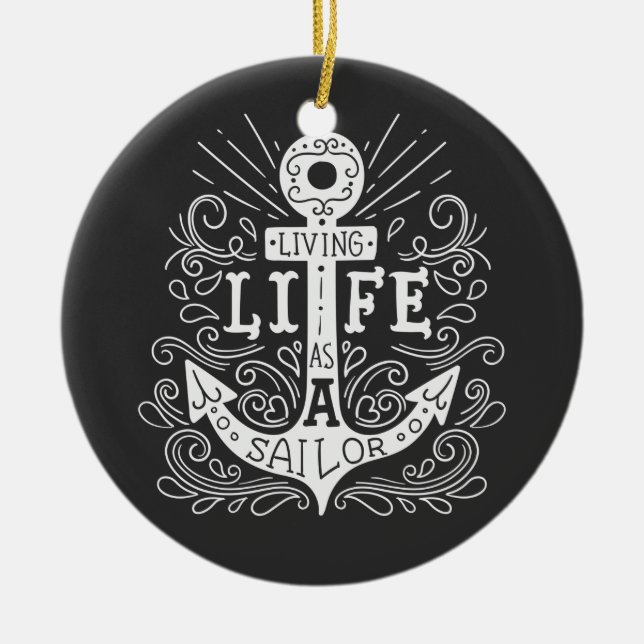 Cerâmica Anchor Life - Ornamento de Cotação Náutica (Frente)