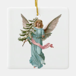 Cerâmica Anjo Branco de Ornamento Cerâmico do Natal cláss