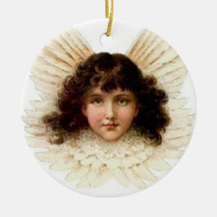 Cerâmica Anjo de cabelo escuro - ornamento