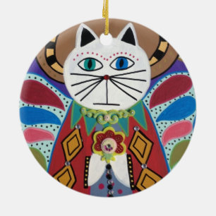 Cerâmica Anjo do gato do ornamento da arte de Kerri