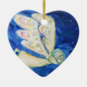 Cerâmica Anjo Guardião com Ornamento de Presente de Crian