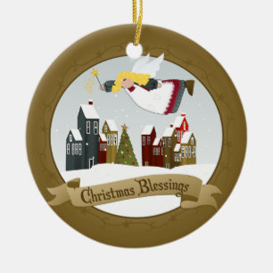 Cerâmica Anjo Natal  Ornamento de Árvore Feriada