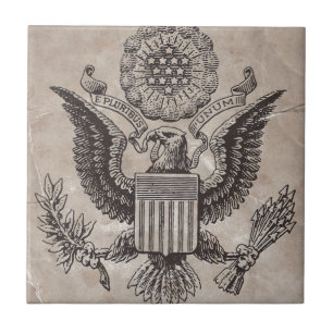 Cerâmica Antiga Casaco de Azulejo de Armas Americana