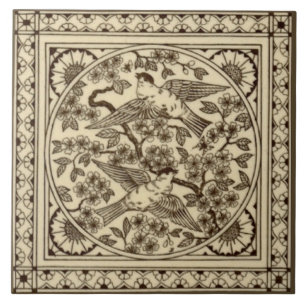 Cerâmica Antiquado Estético - Azulejo De Aves Japonês