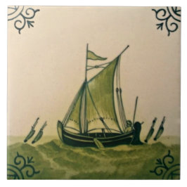 Cerâmica Antiquado Minton Hollins Azulejo de Barco Delft #1