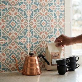 Cerâmica Arabesco Terroso | Azulejo de Mosaico em Aquarela