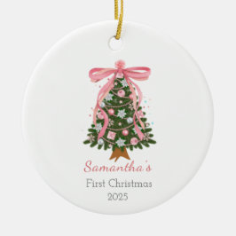 Cerâmica Arco Rosa Primeiro Ornamento de Fotos Personalizad