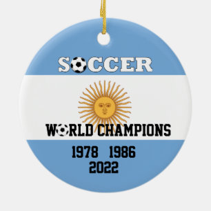 Cerâmica Argentina 3 Vezes Ornamento de Campeões de Futebol