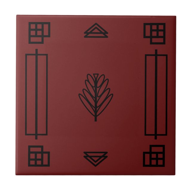 Cerâmica Art Deco Blocos no Azulejo Cerâmico de Cranberry (Frente)