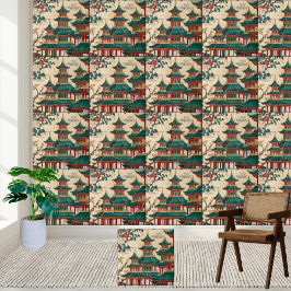 Cerâmica Art Deco Chinoiserie Pagoda Azulejo de padrões