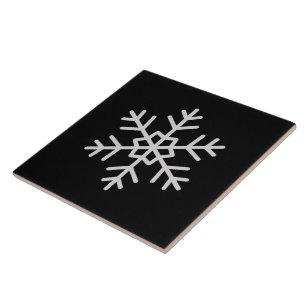 Cerâmica Arte de Azulejo Preto Sólido com Acento de Floco d