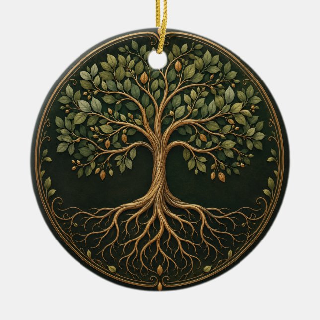 Cerâmica Árvore Botânica, Árvore da Vida, Ornamento de Cerâ (Frente)
