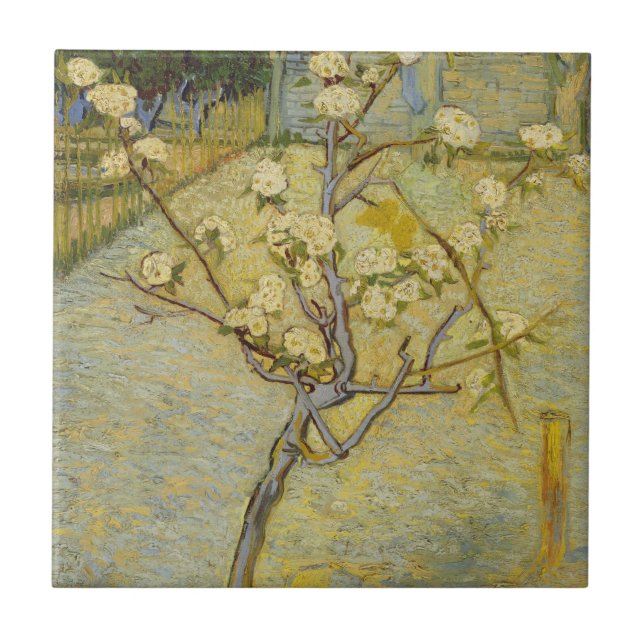 Cerâmica Árvore de pera pequena no azulejo da flor (Frente)