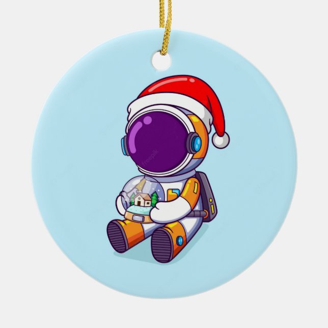 Cerâmica astronauta de natal de ornamento (Frente)