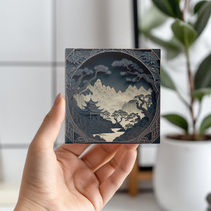 Cerâmica Azulejo 3D de Cinza de Paisagem Chinesa