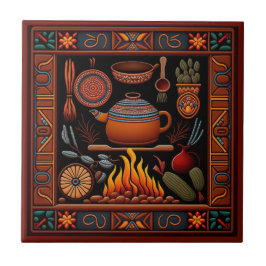 Cerâmica Azulejo 9/12 de cozinha do estilo Huichol mexicano