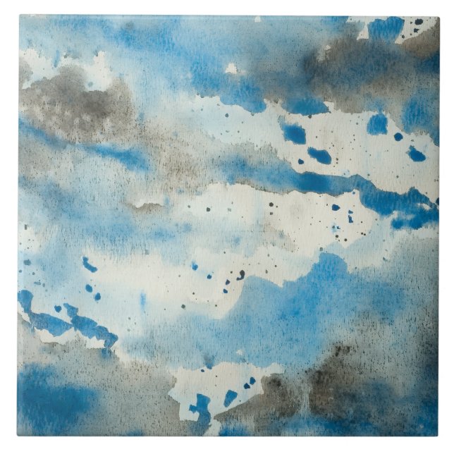 Cerâmica azulejo abstrato de aquarela (Frente)