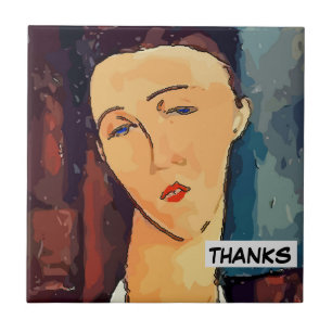 Cerâmica Azulejo Abstrato de Mulher Marrom, adicionar Azule