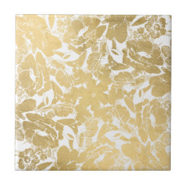 Cerâmica Azulejo abstrato Faux Dourado de padrão floral cer