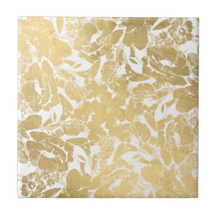 Cerâmica Azulejo abstrato Faux Dourado de padrão floral cer