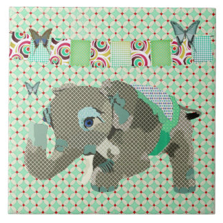 Cerâmica Azulejo afortunado do verde do elefante de Lil