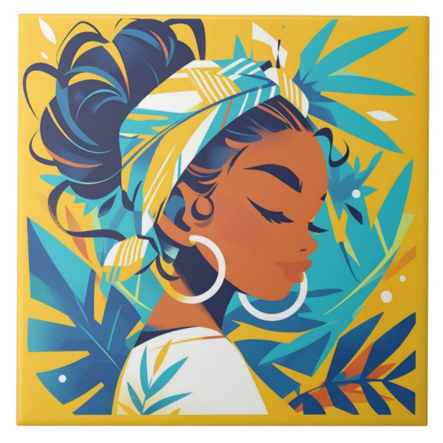 Cerâmica Azulejo Africano de Mulheres (Frente)