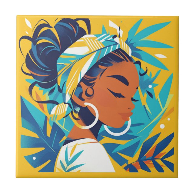 Cerâmica Azulejo Africano de Mulheres (Frente)