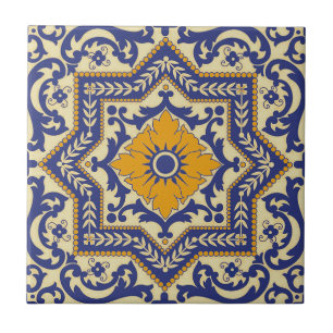Cerâmica Azulejo alaranjado azul do estilo cerâmico de