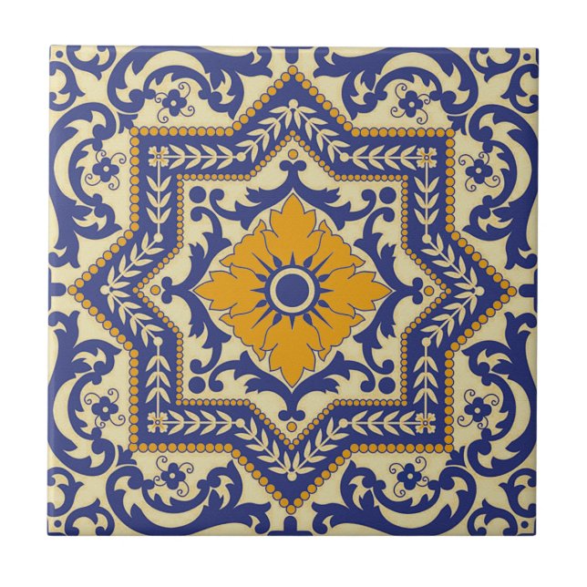 Cerâmica Azulejo alaranjado azul do estilo cerâmico de (Frente)