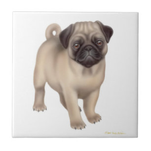 Cerâmica Azulejo amigável do filhote de cachorro do Pug