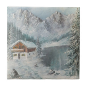 Cerâmica Azulejo Ann Hayes Pintando Sonho de Neve Bávaro