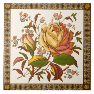 Cerâmica Azulejo Antiquado de Rosa de Tranferware Vitoriano