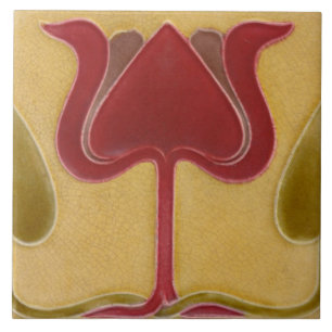 Cerâmica Azulejo - Arte Nova de Tulipa com Visual Vintage