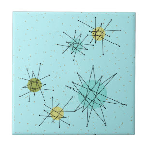 Cerâmica Azulejo atômico azul de Starbursts do ovo do pisc