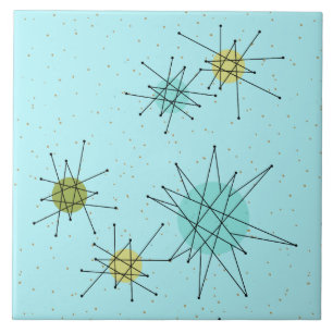 Cerâmica Azulejo atômico azul de Starbursts do ovo do pisc