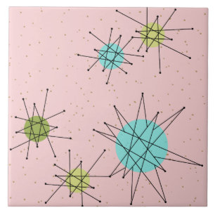 Cerâmica Azulejo atômico icónico cor-de-rosa de Starburst
