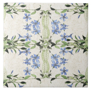 Cerâmica Azulejo azul das flores da pervinca de Nouveau da
