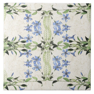 Cerâmica Azulejo azul das flores da pervinca de Nouveau da