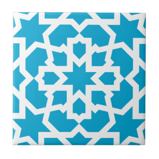 Cerâmica Azulejo azul de arabesco marroquí y mosaico