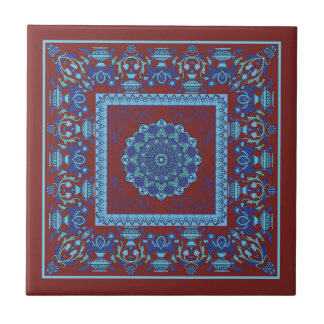 Cerâmica Azulejo Azul E Vermelho De Padrão Islâmico