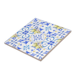 Cerâmica Azulejo Azul Francês País Padrão de Limão Cerâmico