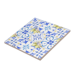 Cerâmica Azulejo Azul Francês País Padrão de Limão Cerâmico